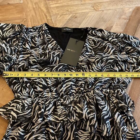 The Kooples Zebra Print Ruffled Mini Dress Size 3 (US 8) Flutter Sleeve NWT $370 - Picture 12 of 13
